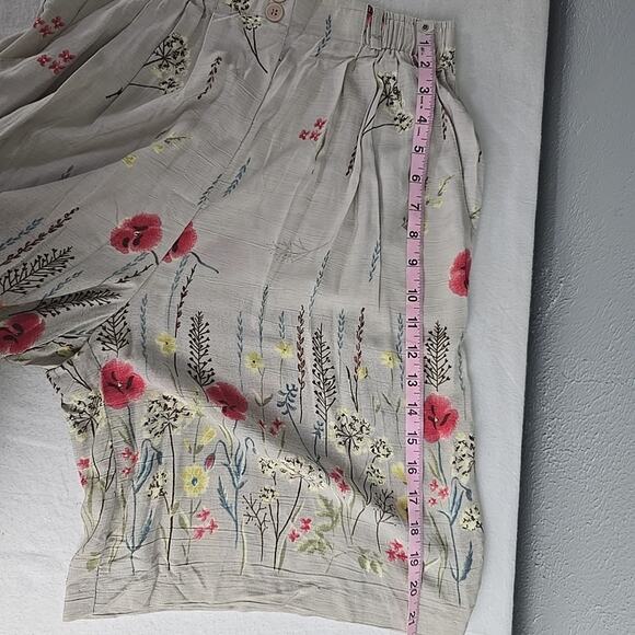 Modiano Floral Vest Shirt and Short Set Medium 10 Brown VTG Cottage Resort 90s - Picture 7 of 8